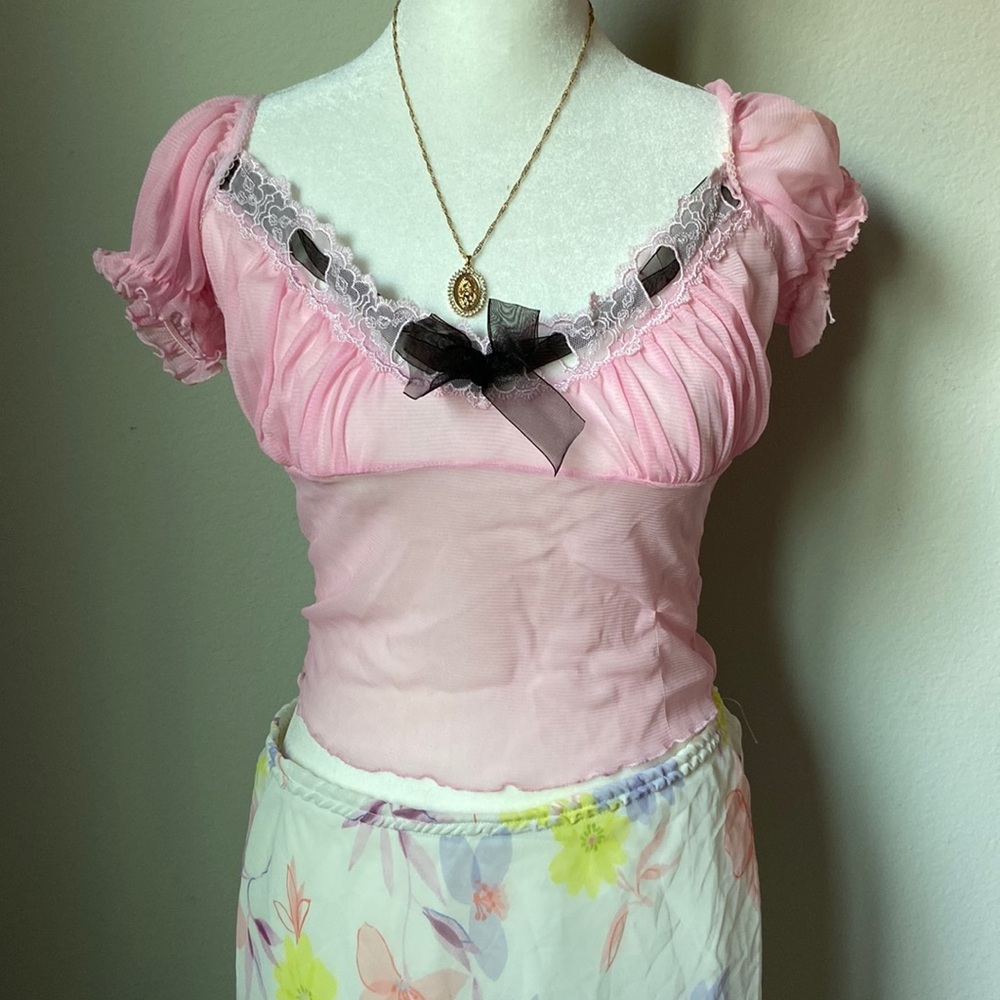 Pink lace top